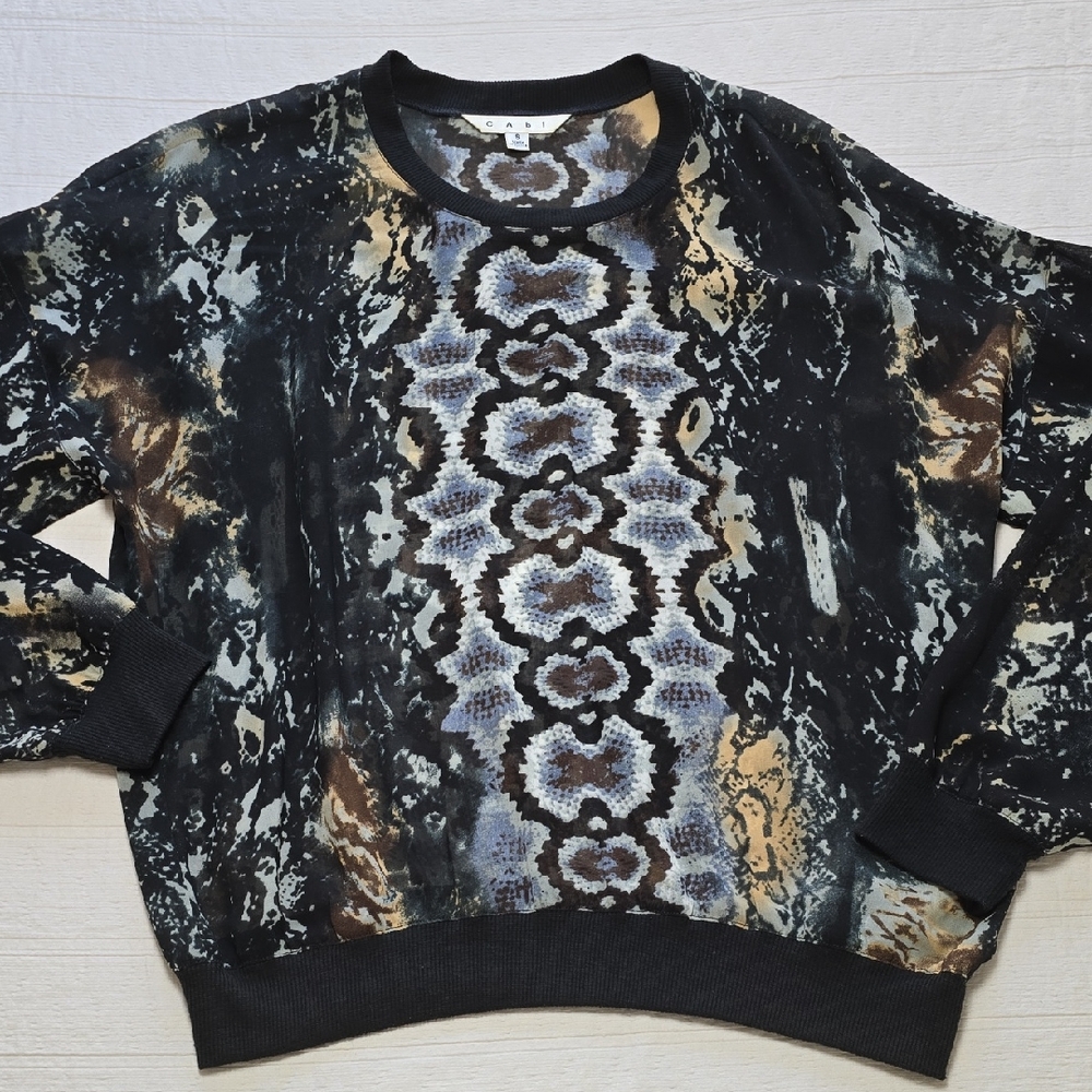 CAbi Sheer Chiffon Python Print Pullover Women's S - image 10